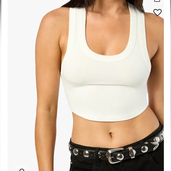 Weworewhat Cropped Scoop neck tank top Beige size L NWT - Picture 4 of 9